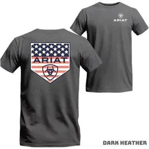 Ariat With American Flag 2 Sided T-shirt, Men Shirts For Western Style Lovers, Modern Cowboy Summer Graphic Tee, Gift For Dad For Husband For Him, Father's Day Gifts, Menswear Top
