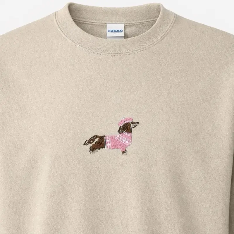 Embroidered dachshund dog CLOTHES doxie wiener dog dog mom heart love valentine’s pet lover animal crewneck sweatshirt minimalist trendy