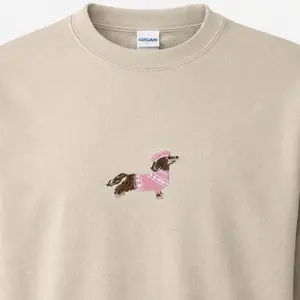 Embroidered dachshund dog CLOTHES doxie wiener dog dog mom heart love valentine’s pet lover animal crewneck sweatshirt minimalist trendy