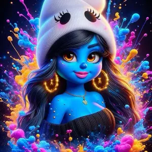 5D DIY Full Drill Round Diamond Painting - Diamond Art Kit Handicraft Blue Girl Mosaic Canvas DIY Wall Art, Home Wall Decoration, Diamond Art Tools