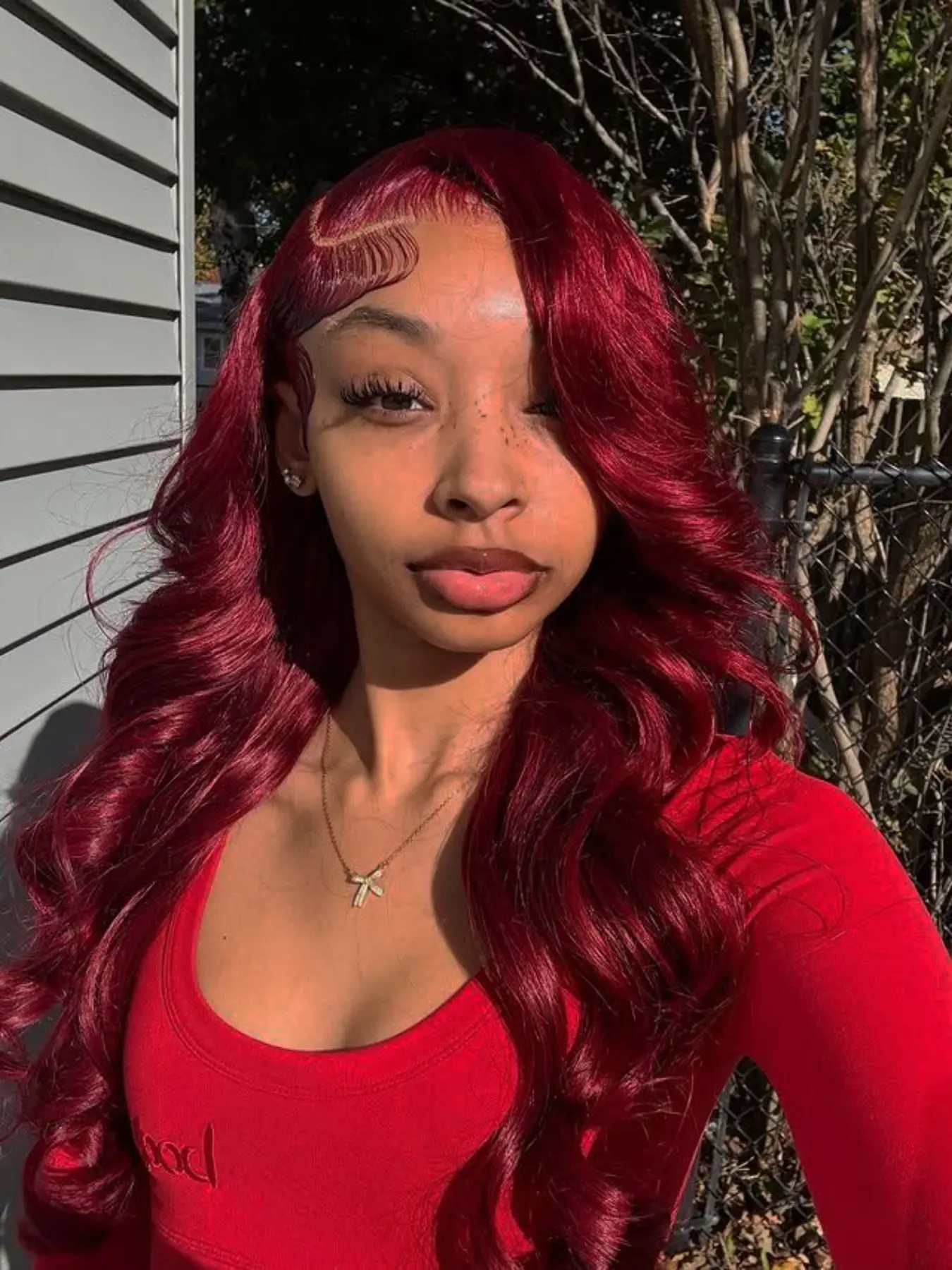 26 Inch Burgundy Lace Front Wig Body Wave Silky Heat Resistant Fiber Hair Soft & Lightweight Stylist Friendly Wig Natural Parting Lace Frontal Wigs Synthetic Fiber Wig