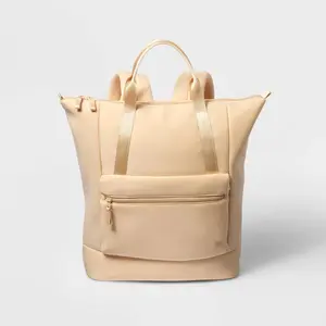 Faux Neoprene Tote Backpack - ™ Tan: Water Repellent Softside
