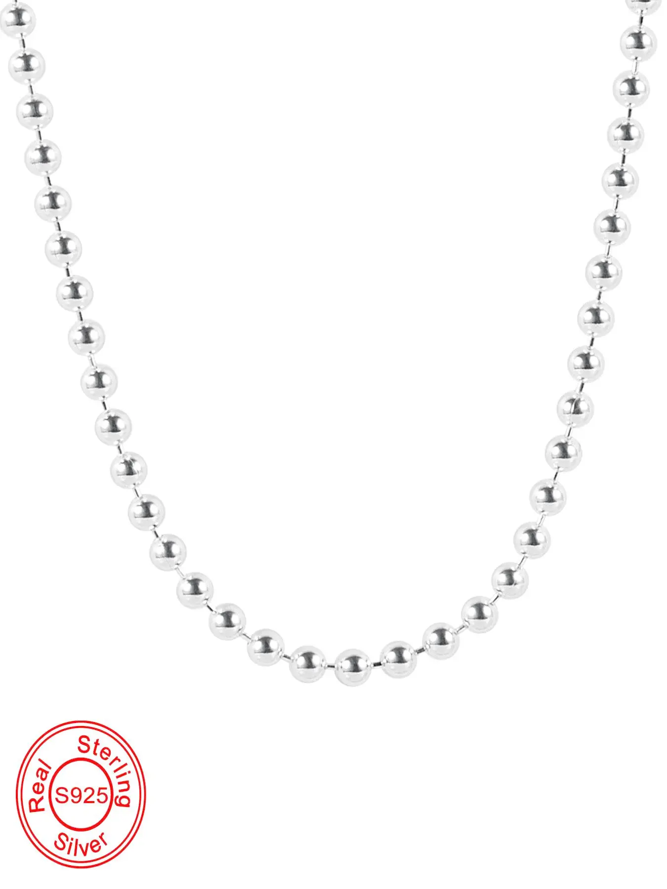 925 Sterling Silver Minimalist Beaded Decor Necklace, Fashion Jewelry for Party, Daily Clothing Decor, Trendy All-match, Elegant & Exquisite Jewelry for Birthday Gift, Minimalist Chain Necklace, Daily Wear Necklace, Minimalist necklaces