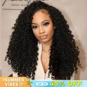 CurlyMe Half Wig Invisible Hairline 250%&300% Density Full Burmese Curly Human Hair Glueless Install Wear Go Half Wig No Lace Seamless Flip Over Wig With Drawstring Beginner Friendly #Summervibes #Tiktokshopstockup