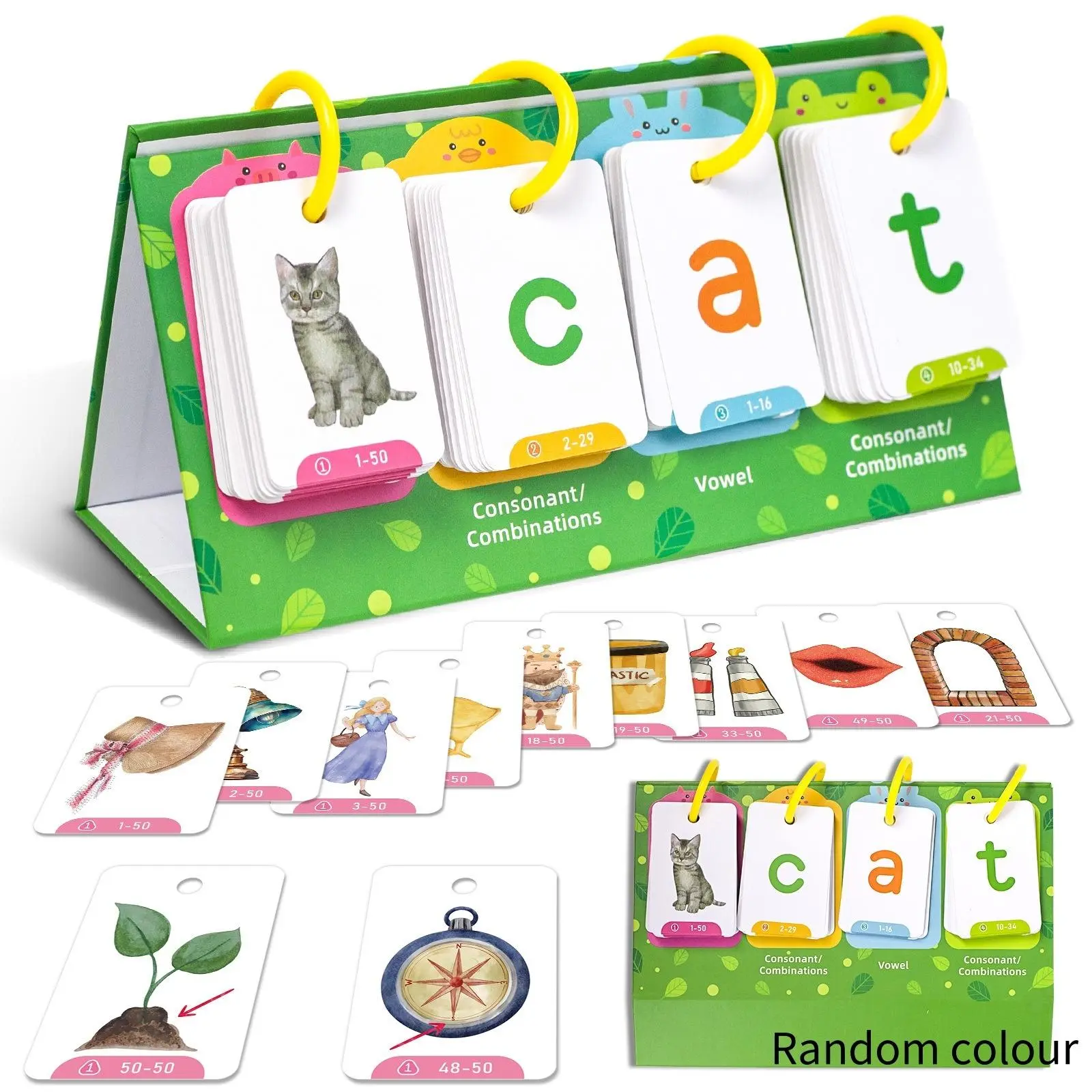 Flash Card Game, 129pcs/set Double-sided Desktop Card CVC Word Games, Educational Spelling Toy, Interactive Spelling Game, Word Building Cards, Letter Flash Cards, Flashcards Learning Alphabet, Vocabulary Flashcards, Language Learning Flashcards
