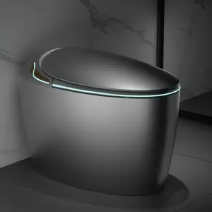 WinZo Luxury Smart Toilet With Bidet Seat, Elongated Egg Shaped Modern Design, Auto Open Auto Flush, Adjusted Heated Seat, Night Light, Matte Black