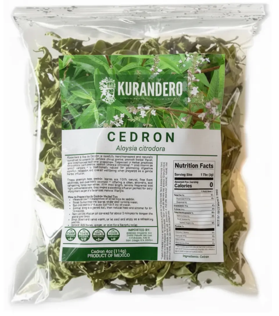 KURANDERO Cedrón Herbal Tea (Lemon Verbena) – 4 oz (113 g) – 100% Natural Hojas de Cedrón, Organic Loose Leaf Mexican Herb, Aromatic Caffeine-Free Infusion