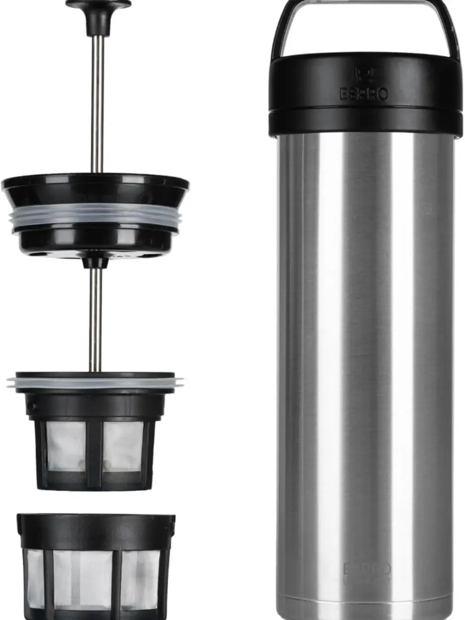 ESPRO P0 Ultralight Travel French Press Coffee Maker - 16 oz Steel Coffee Machine for Home & Travel, Coffee Machines