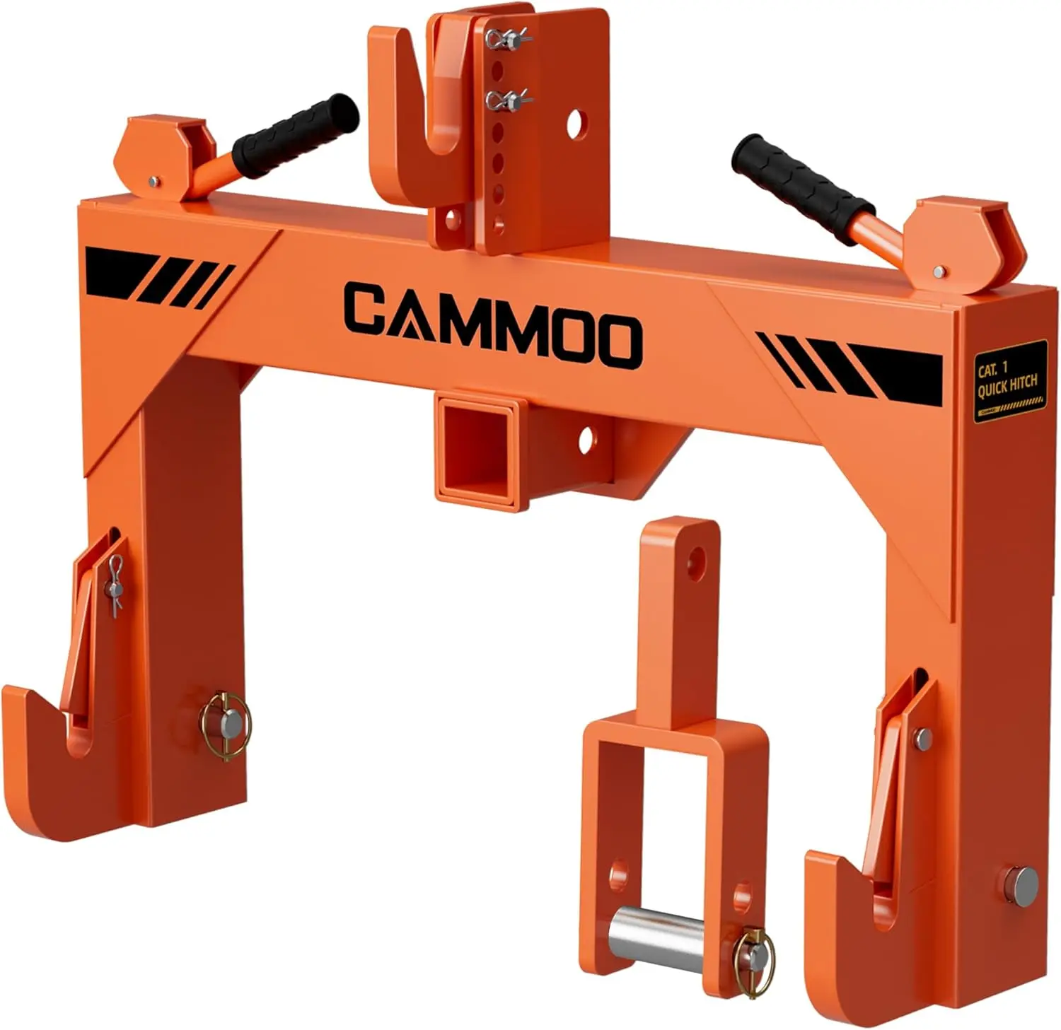 【Summer Sale】CAMMOO 3-Point Quick Hitch with 2" Receiver & Extra Versatile Adapter - Category 1 Compatible, No Bushing Needed, 3000LBS Lift Capacity, 5-Level Adjustable Bolt, Reinforcing Rib Design (Boating & Water Sports Accessory) campingessentials