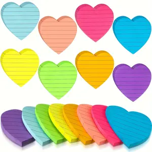 Colorful Heart Shaped Sticky Note, 8 Counts/1 Set Self Adhesive Memo Pad, Sticky Note Pad, Sticky Labels, Adhesive Stickers, Office Stationery & Supplies