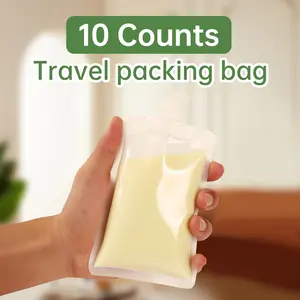 10 Counts Reusable Plastic Pouches, Squeeze Bulk Pouches, Clear Juice Drink Bags – Leakproof Portable Travel Squeeze Bottles for Juice, Liquids & Outdoor Use storage