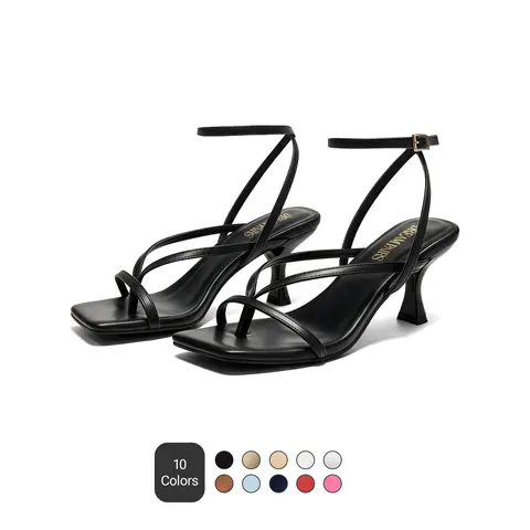 Dream Pairs Women's Kitten Heel Sandals - Square Open Toe, Strappy Ankle Strap, Cushioned Breathable Classy Dress Pumps, Steady Lift, All Seasons, for Parties | Shoes for Women, Sandals Women,outdoorfun