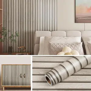 15.8x197 Wood Panel Wallpaper Peel and Stick Wood Panels for Walls Furniture Self Adhesive Contact Paper Roll Faux Wood Slat Wall Panel White Wall Panels Removable 3D Slat Wall Paneling