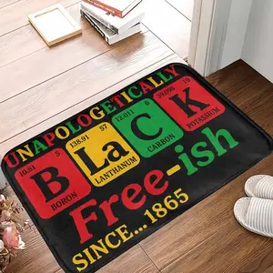 Black Cultural Heritage Periodic Table Elements Non-Slip Durable Absorbent Floor Mat, Graphic Print, Living Room/Office Entryway Decor, Juneteenth Historical Pride Gift, Home Interior Accent
