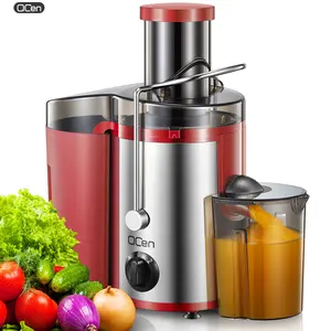 Qcen Juicer Machine, 500W Centrifugal Juicer Extractor with Wide Mouth 3” Feed Chute for Fruit Vegetable, Easy to Clean, Stainless Steel, BPA-free (Red) fruit juicer