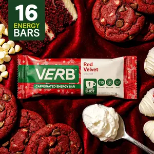 Red Velvet Caffeinated Verb Energy Bar – Green Tea Caffeine Snack | Vegan Coffee Alternative - Plant Based