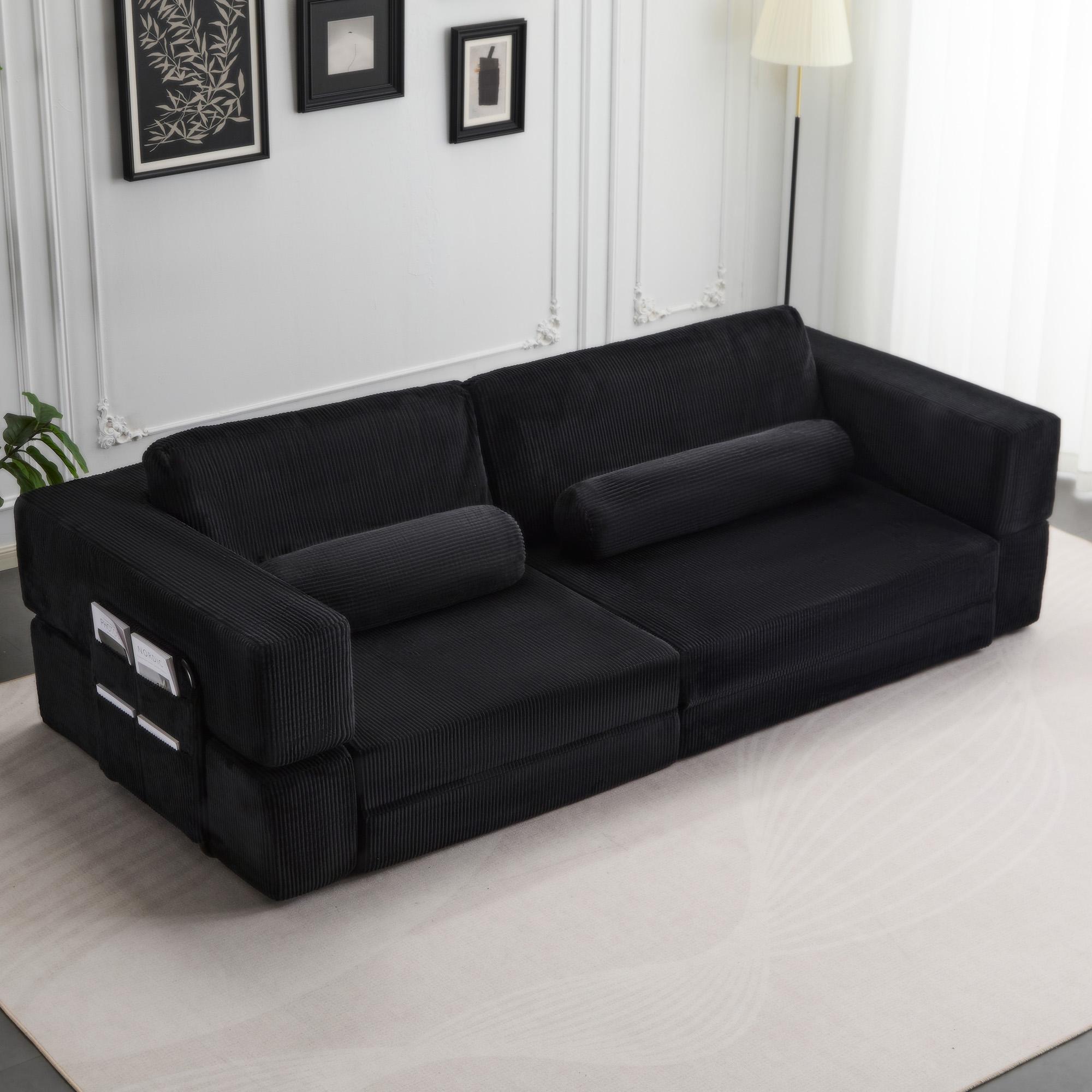 QAK 107'' Oversized Foldable Castle Sofa Modular PlayCouch for Living Room & Bedroom Instant Expansion Comfortable & Creative Design Furniture Seater