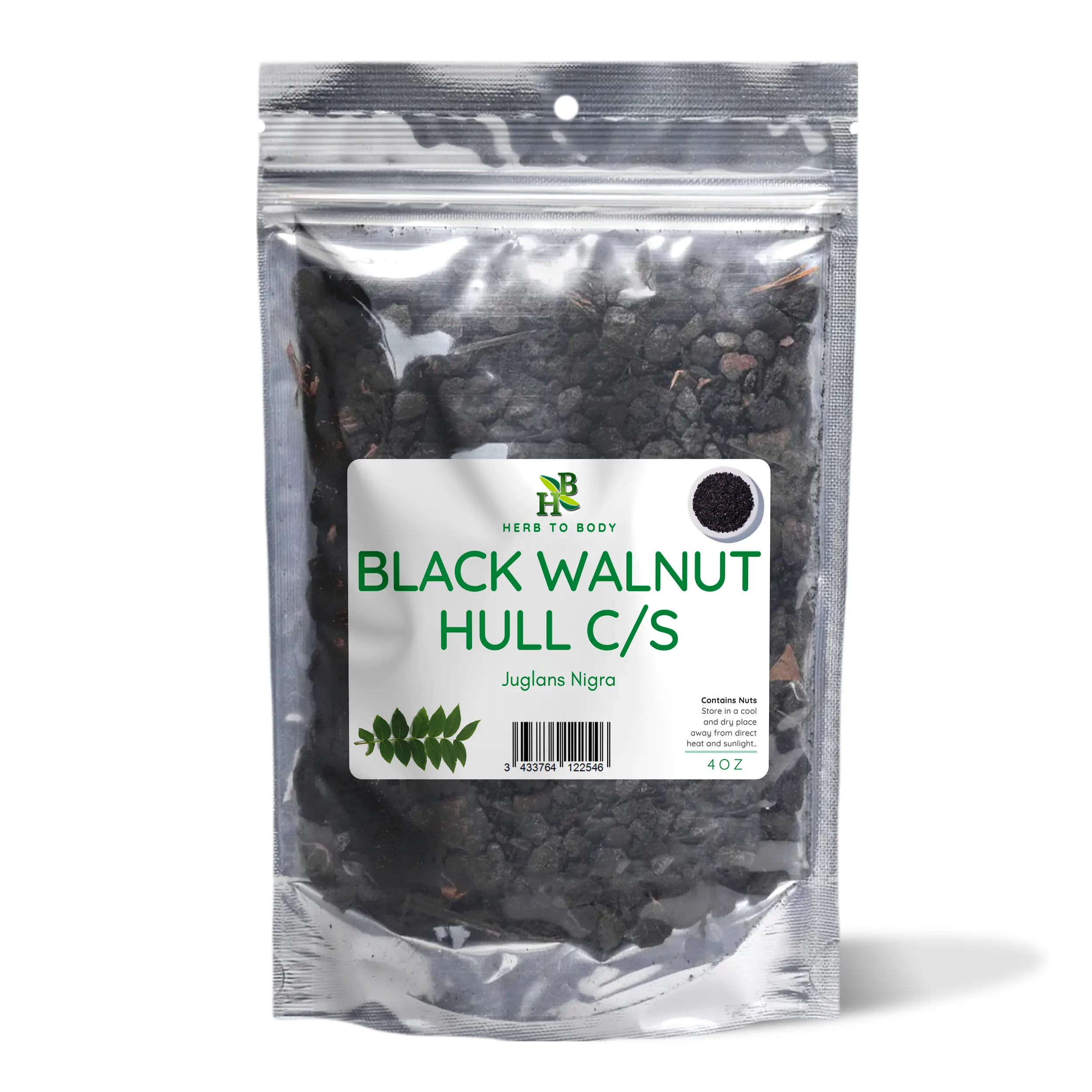 Black Walnut Hull Dried Cut & Sifted (C/S) 4 oz & 1 lb Herbs | Traditional Tree Nuts Supplement | Herb To Body (No Flavor Note)