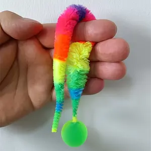 Interactive Cat Toy Geometric Shape Polyester Twisted Worm with Connectable Balls, Fun Plaything for Cats, Durable Pet Accessory