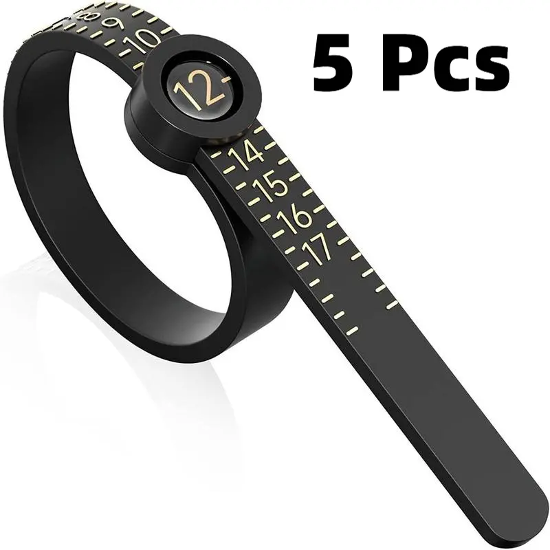 5 Pcs US Ring Size Measuring Kit 1-17 | Reusable Finger Sizer Tool with Magnifier | Jewelry Tools Gadgets & Gift Ideas-YY
