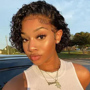 16 Inch Pixie Cut Short Bob Frontal Wigs Human Hair Pre Plucked Water Wave 13x4 Hd Lace Front Curly Wigs for Women Wig transparent lace frontal wig