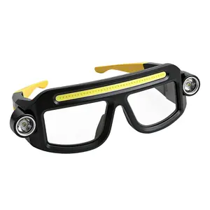 USB-C Rechargeable LED Light Glasses, Hands-Free Multi-Light Source Headlamp for Camping, Hiking, Night Fishing, Running & Repair Work