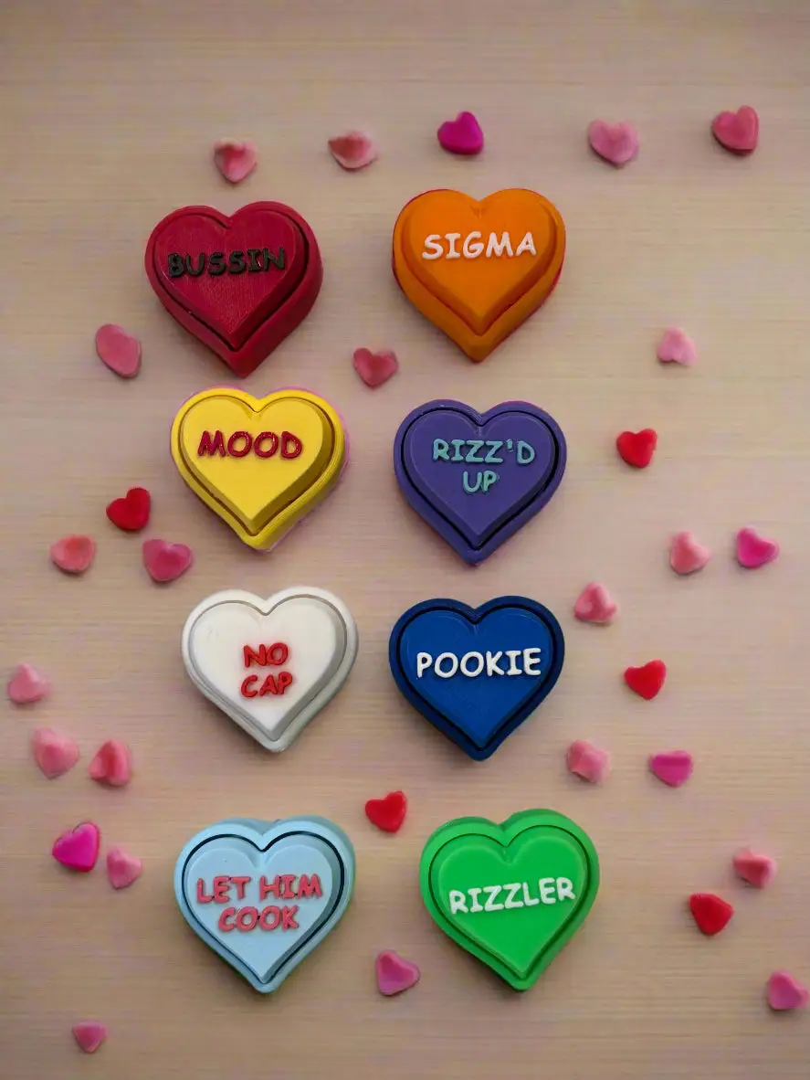 GEN ALPHA Variety Conversation Heart Fidget Clickers - If specifics are desired, please include customizations at checkout!