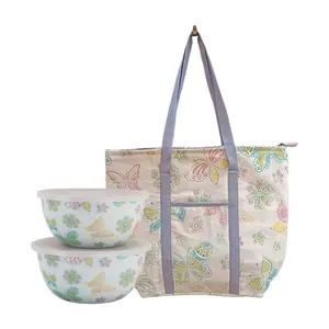 Temp-tations Seasonal Tote Bag with Stainless Steel Bowls