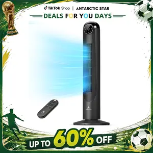 【DealsForYouDays】Antarctic Star T36 Tower Fan for Bedroom, 2026 Upgraded DC Motor, 26ft/s High Velocity, 22dB Ultra Quiet Standing Fan, 6 Speeds & 4 Modes, 90° Oscillating Bladeless Fan with 9H Timer, Floor Fans with Remote, Black