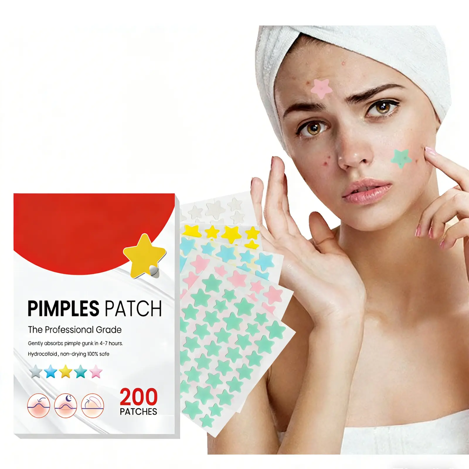 Facial Hydrocolloid Pimple Patches (200 Count) - Invisible Ultra-Thin Overnight Gentle Self Care Products, Fast-Acting Blemish Clearing Acne Spot Stickers for Whiteheads, Anti Dark Spot Remedy for All Skin Types, Remedy For Dark Spots