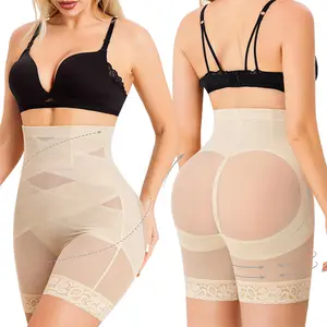 Women's Tummy Control Shapewear,Thigh Slimming Shorts Body Contouring Seamless High Waist Underwear, Faja Body Shaper Panties,Lace Trim & Non-Slip Strips