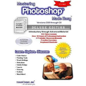 USED-Mastering Photoshop Made Easy Training Tutorial v. CS5, CS4, CS3, CS2 & CS - How to use Photoshop Video e Book Manual Guide. Even dummies can learn ... through Advanced material from Professor Joe