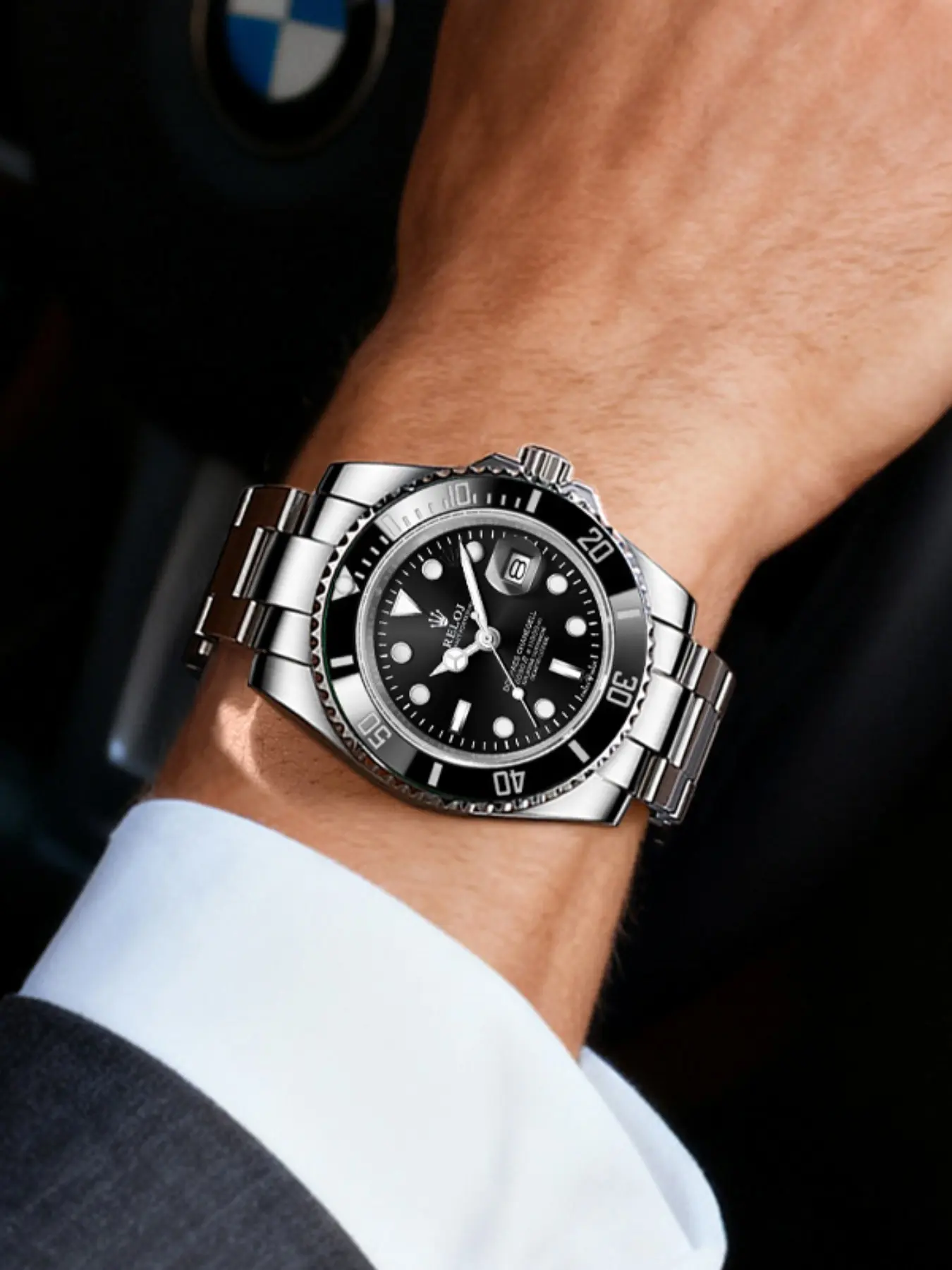 Water Ghost Series Diver Automatic Movement Watch Men, Waterproof Luminous Calendar Luxury Business Quartz Analog Wristwatch, Butterfly Buckle Strap, High End Stainless Steel Watch High Quality Watches