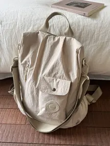 Women's Large Capacity Casual Fashion Shoulder Bag, Multi-Pocket Zipper Closure, Unisex Travel Sports Convertible Backpack, Crossbody Use