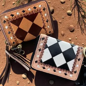 Black and White or Brown Checkered Small Wallet by Double B Wild Rags