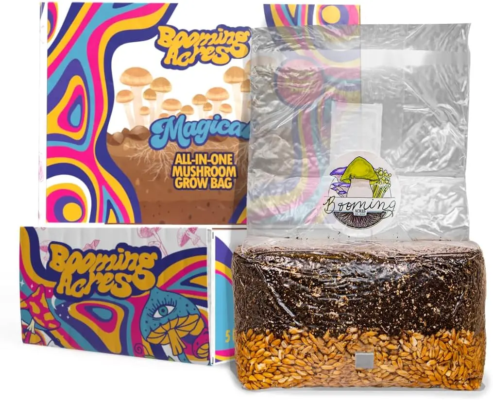 | The Magical 5lb -in-One Mushroom Grow Bag | Mushroom Grow Kit | Harvest Your own Happiness | Discover The Magic of Growing Mushrooms - 5lb Grow Bag Mushroom Starter Kit
