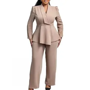 Plus Size 2-Piece Women’s Set – New Arrival Matching Outfit (Blazer + Coat/Top + Pants)
