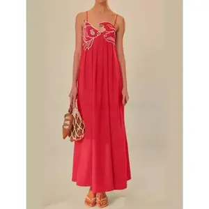 Womens Koi Fish Long Strap Dress 3D Fish High Waist Maxi Cami Dress Casual Clothes Elegant Fabric Womenswear Check Evening Everyday Fitted Jeans