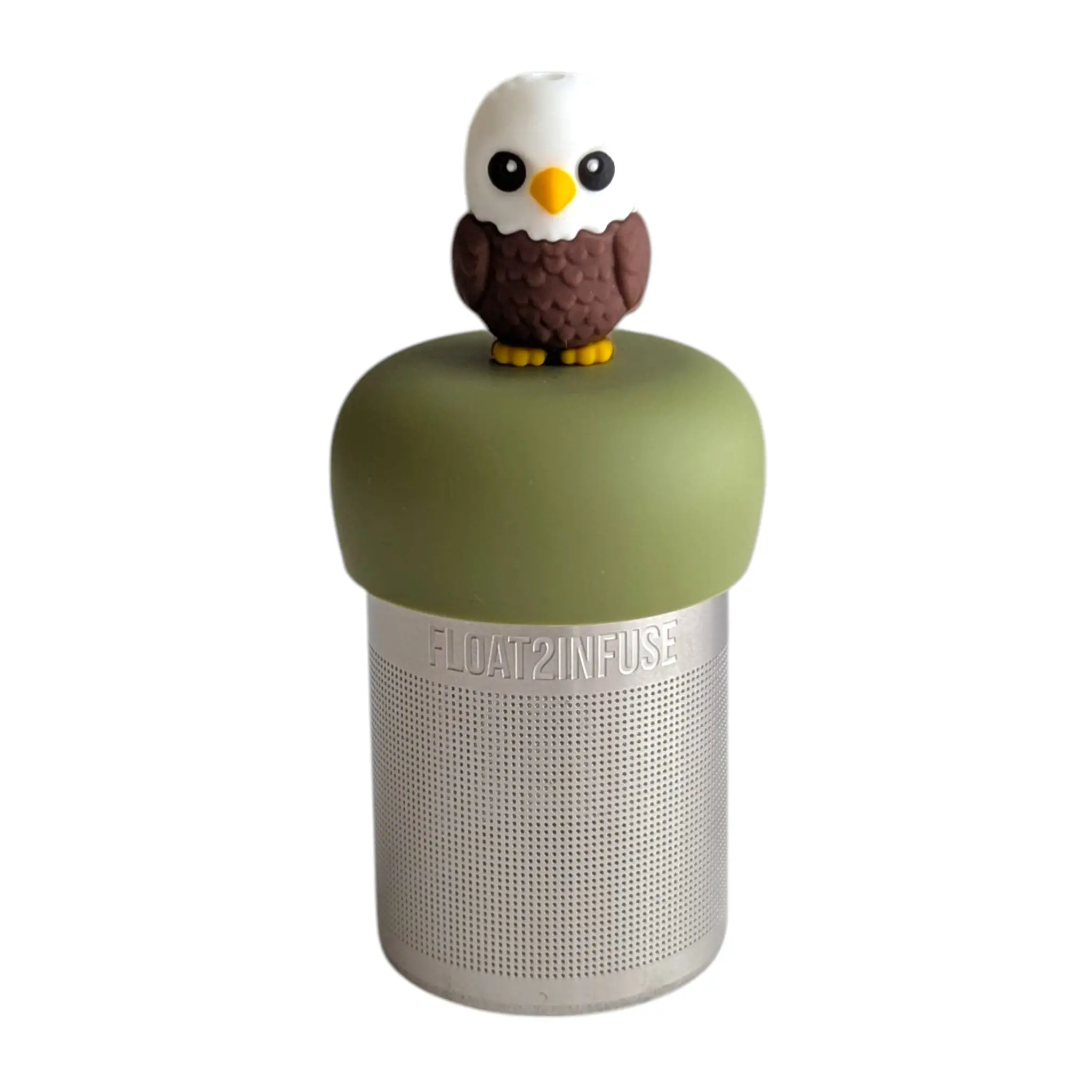 Floating Bald Eagle Silicone Tea Infuser - Reusable Steel Loose Tea Tool with Teaspoon, Cute Animal Kitchenware for Preparation