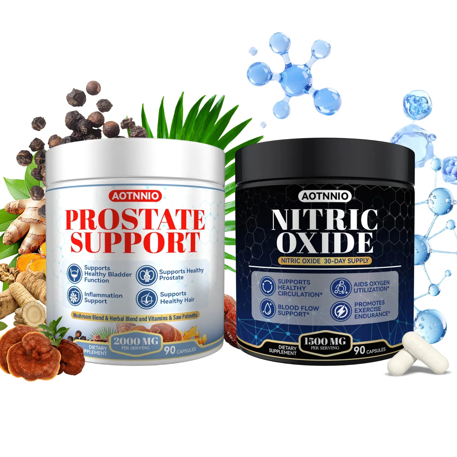NEW! Natural Nitric Oxide Booster + Prostate Health Bundle, Prostate Wellness Support, Supports Healthy Blood Circulation & Nitric Oxide, Maintains Healthy DHT Levels, Supports Urinary & Bladder Function, Male Reproductive Health