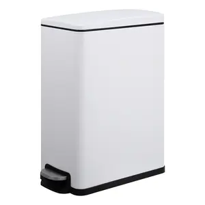 🗑️ Slim 12-gal step can in clean white — soft close, fingerprint-proof, dog-proof. Fits where bulky bins can't.
