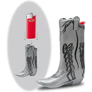 Cowboy Boot Lighter Case for J5 & J6 BIC Lighters Silver Full Size J6 Holder Sleeve Perfect Fit Versatile Practical