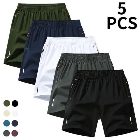 Men’s Reflective Running Activewear Shorts - Bold Color Blocking, Quick Dry, Featherlight Wrinkle-Resistant Polyester, Hot Weather Night Gear, Available in Bleach Blue, Black-and-White, Black+Dark Gray+Navy Blue+White & More Colors