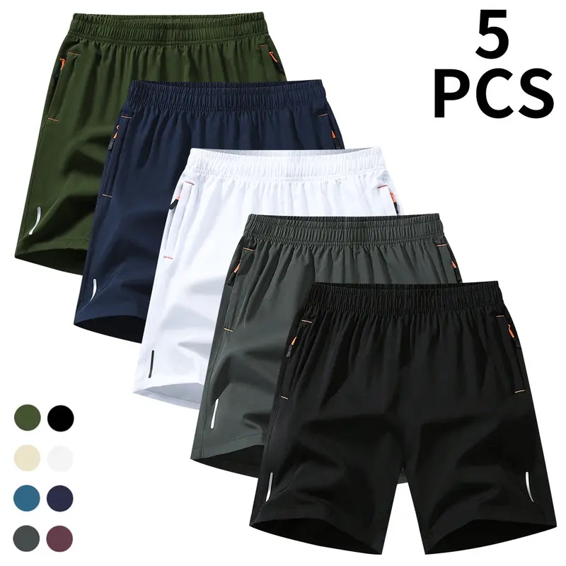 Men’s Reflective Running Activewear Shorts - Bold Color Blocking, Quick Dry, Featherlight Wrinkle-Resistant Polyester, Hot Weather Night Gear, Available in Bleach Blue, Black-and-White, Black+Dark Gray+Navy Blue+White & More Colors