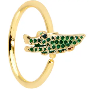 20 Gauge 5/16 Gold Tone Hungry Alligator Nose Hoop