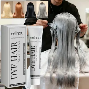 Gray Hair Color Cream, Natural Long-Lasting Hair Color, Non-Damaging, Easy to Color & Wash, Trendy Hair Dye, Cosmetic