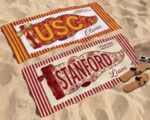 Custom University Beach Towel Custom With Name, School Banner Striped Towel, Class of 2026 Senior Team Gift, Coquette College Pennant Towel