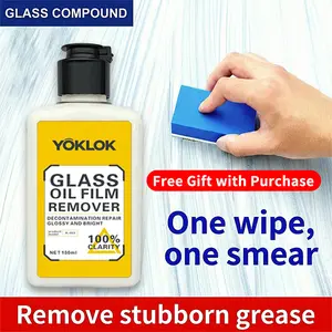 YOKLOK Advanced Oil Film & Streak Remover – Powerful Glass Cleaner for Cars, Mirrors, Windows, Removes Smudges, Grease, Fingerprints, and Tough Residue, Quick and Easy Shine