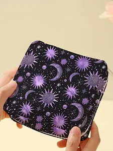 Star & Moon Pattern Sanitary Napkin Storage Bag, Lightweight Tissue Bag for Women's Products, Travel Cosmetics Storage Box, Zipper Pouches, Travel Organizer Bag, Zippered Storage, Portable Travel Organizer