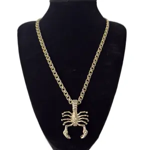 Gold Laminated Scorpion Pendant Necklace 17 1/2 Inch Chain Fashion Jewelry for Men and Women